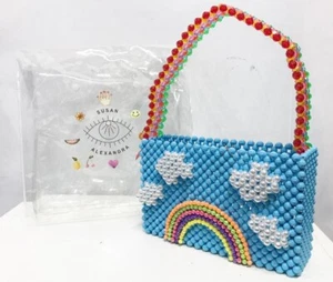 SUSAN ALEXANDRA Beaded Rainbow Cloud Mini Handbag Purse Blue USED Mint Condition - Picture 1 of 10