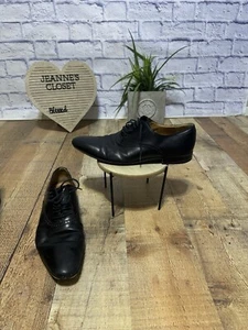 GUCCI 'Brogue' Men’s Sz 8 Black Leather Plain Toe Oxfords Italian Shoes - Picture 1 of 15