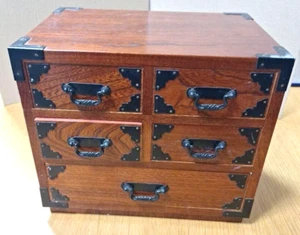 Japanese Wooden Box Kohikidashi Mini Tansu Chest of Drawers W10.0xD6.7xH8.7in FS - Picture 1 of 8