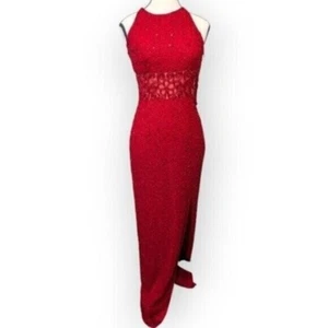 Designer Tootsies Red Beaded Slip Cut Dress Gown Size Small Women - Picture 1 of 7
