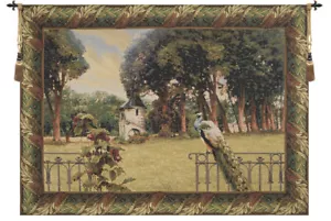 Peacock Manor with Acanthe Border Belgian Tapestry Wall Hanging - Picture 1 of 5