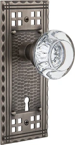 Nostalgic Warehouse Craftsman Plate with Keyhole Round Clear Crystal Glass Knob, - Picture 1 of 3