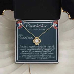 US Citizenship Gift, Personalized American Citizenship Card with Necklace - Picture 1 of 12