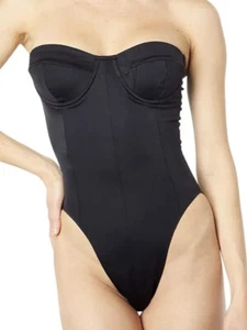 Norma Kamali L71212 Corset Black Strapless One-Piece Woman's Swimsuit Size L - Picture 1 of 4