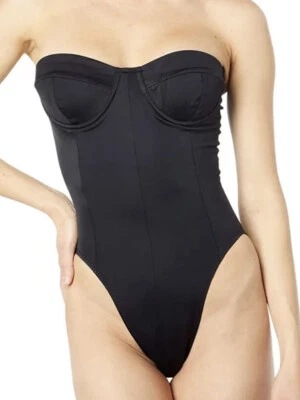 Norma Kamali L71212 Corset Black Strapless One-Piece Woman's Swimsuit Size L - Image 1 of 4