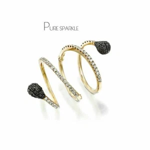 14K Gold 0.65 Ct. White And Black Lab-Created Diamond Wrap Ring Fine Jewelry - Picture 1 of 5