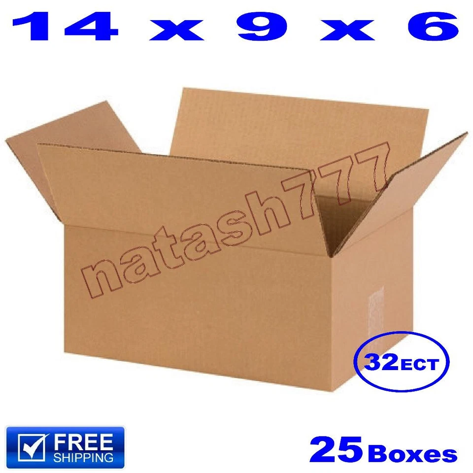 25 - 14x9x6 Cardboard Boxes 32-ECT Mailing Packing Shipping Corrugated Carton - Image 1 of 1