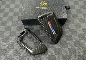 Genuine Carbon Fiber Keyring Key Fob Cover For BMW M Performance Custom Made - Picture 1 of 7