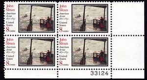 Scott #1433 John Sloan Plate Block of 4 Stamps - MNH P#33124 LR - Picture 1 of 1