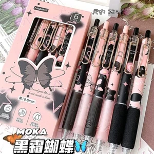Butterflies & Stars Gel Pen 1x Piece Kawaii Black Pink Moka - Picture 1 of 3