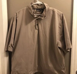 Ping 1/4 Button Short Sleeve Windbreaker Shirt Jacket Beige Men L - Picture 1 of 5