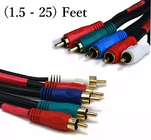 RCA Component Cable RG59/U RGB Video Cords 28AWG Stereo Audio for Blu-Ray DVD TV - Picture 1 of 4
