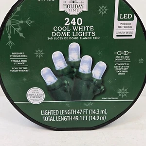 Holiday Time - 240 LED Cool White Dome Lights Green Wire 47 Ft Roll - Picture 1 of 6