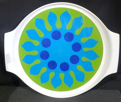 MCM Lazy Susan Rotativa Bebida BANDEJA PARA SERVIR Plato Verde y Azul 17" Rubbermaid Foto 1 de 4