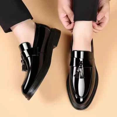 Men Casual Business Shoes Patent Leather Pointed Toe Flats Footwear Size 38-48 - Image 1 of 4