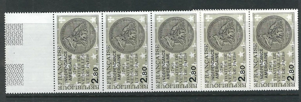 France SC # 1899 Treaties Of Versailles And Paris . Strip of 5 . MNH - Image 1 of 1
