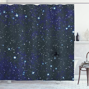 Night Shower Curtain Vivid Celestial Sky View Print for Bathroom