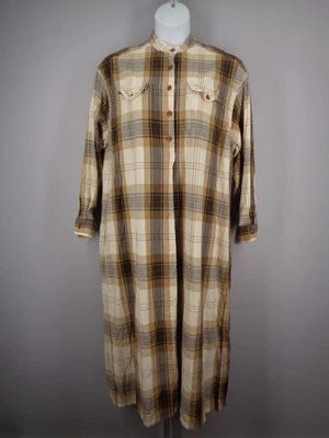 Eddie Bauer Plaid Shirt Dress Size Large Long Slit Popover Long Sleeve - Image 1 of 4