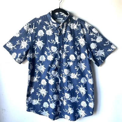 Old Navy The Classic Shirt Mens XLT Tall Hawaiian Floral Blue S/S Tropical Camp - Image 1 of 4
