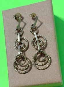 2.25” Modernist Sterling Silver Spiraling Dangle Vermeil Gold 925 Earrings - Picture 1 of 3