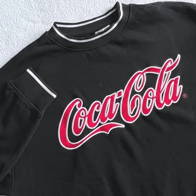 可口可乐 H&M 分体运动衫圆领套衫黑色复古风格 S — 第 1/4 张图片