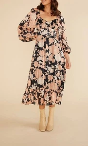 NWOT Free people MINKPINK Bonnie Midi Dress in Black & Multi XS - Picture 1 of 10