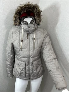 Eddie Baur Daunenjacke gesteppt Kunstfellkragen Reißverschluss mittelgrau Kapuze Damengröße US XS - Bild 1 von 14