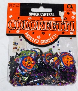 Vintage Amscan 1/2oz/14g "Spook Central" bunt bedruckt & Sternkonfetti - Bild 1 von 6