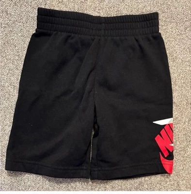 Nike Boys Black Cotton Athletic Shorts Red Logo Drawstring Size S - Image 1 of 3