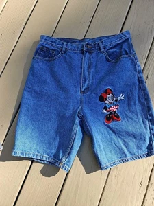 Mickey Inc XL helle Waschung blau Minnie Mouse Vintage hohe Taille Denim Shorts - Bild 1 von 8