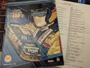 1990 Miller Genuine Draft 400 Michigan International Speedway Program w/ lineup - Foto 1 di 6