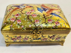 RARO Atelier Le Tallec Paris Porcelana Aves del Paraíso 5” Patas Caja Baratija - Imagen 1 de 15