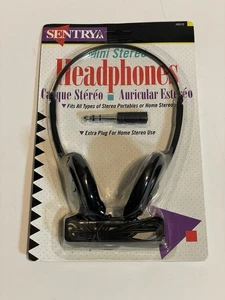 Vintage Sentrya Mini Stereo Headphones NOS 80s Retro Walkman Era with Adapter - Picture 1 of 2