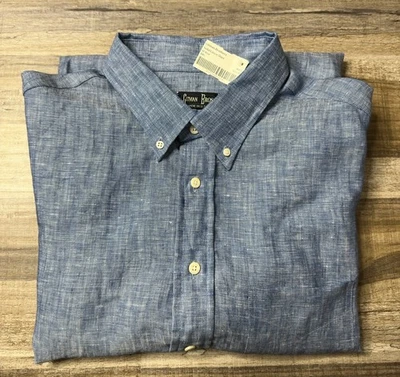 Gitman Bros Vintage Linen Shirt Mens 2XL Blue Long Sleeve Button Down NEW - Image 1 of 4