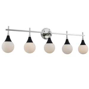 Bogart 5-Light Bathroom Vanity Light in Matte Black with Polished Nickel - Picture 1 of 1