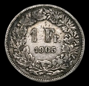 1905 Switzerland Silver 1 Franc Old World Coin Lower Mintage KM:24 (stk104) - Picture 1 of 2