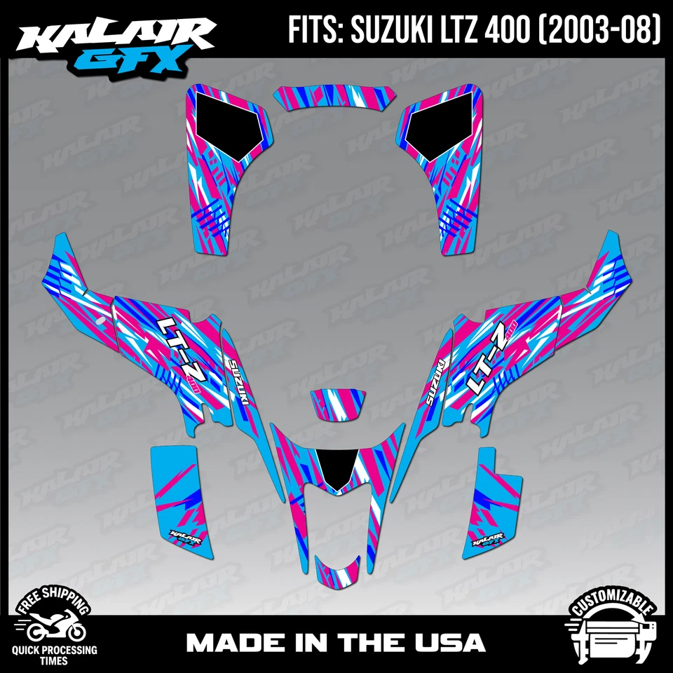 Graphics Kit for SUZUKI LTZ400 LTZ-400 (2003-2008) Reflex Series - CYAN - Image 1 of 4