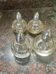 Juego de 4 cocteleras de sal y pimienta de vidrio craquelado soplado a mano de mediados de siglo de colección - Imagen 1 de 2