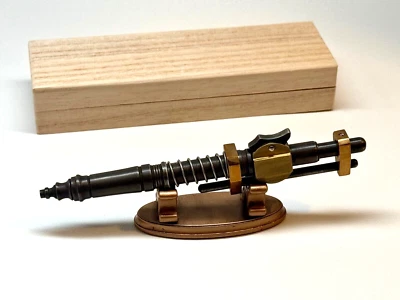 Hidetoshi Nakayama "Steam Punk" Ballpoint Pen: Brass, Steel & Original Wood Case - Image 1 of 4