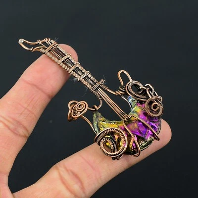 钛 Druzy 宝石铜丝包装女士礼品吊坠珠宝 LC-005 — 第 1/4 张图片