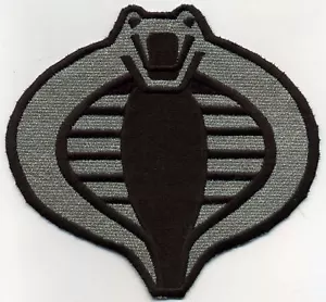 Parche de hierro bordado grande de 6" plateado/negro GI Joe Cobra Comandante Oficial - Imagen 1 de 3