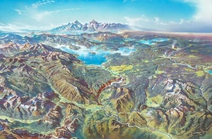 Heinrich Berann : "Yellowstone National Park" (1991) — Giclee Fine Art Print - Picture 1 of 7