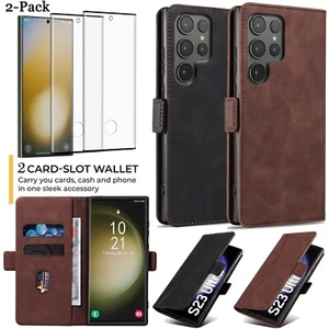 For Samsung Galaxy S23 Ultra Leather Flip Pouch Case Cover / Screen Protector - Picture 1 of 40