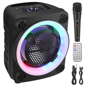 Karaoke Maschine mit Mikrofon Bluetooth Karaoke Lautsprecher Tragbar Karaoke Box - Bild 1 von 12