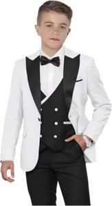 Boy's Suits Peak Lapel Casual Formal Tuxedos Blazer Pant Vest Slim Fit 3 Piece - Picture 1 of 29