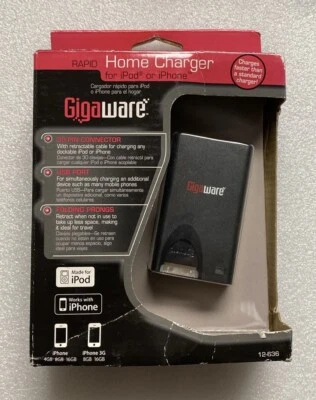 Cargador doméstico rápido Gigaware (Radio Shack) 30 pines para iPod o iPhone, 12-636. Foto 1 de 4
