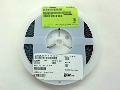 (1,000 PIECE REEL) ECS-200-10-30B-CKM-TR, ECS CRYSTAL 20.0000MHZ 10PF SMD, ROHS - Image 1 of 2