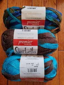 3 Skeins Of Premier & Starbella Yarn 2 Athens,  1 Canyon Sunshine 3.5oz Each  - Picture 1 of 3