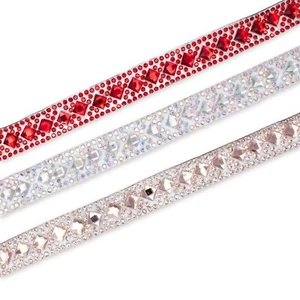 Geometric Rhombus Diamond Resin Rhinestone Iron On No Sew Gel Trim By The Yard - Picture 1 of 8