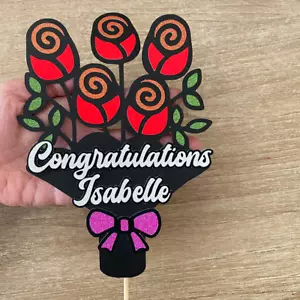 Personalized Name Congratulations Party Decor Cake Topper - Picture 1 of 3